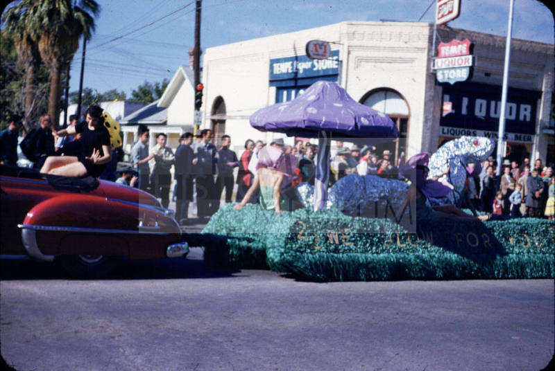 Parade:  Purple Umbrella Float - Mill Avenue, Tempe