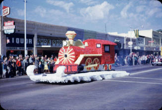 Parade:  Red Locomotive Float - Mill Avenue, Tempe