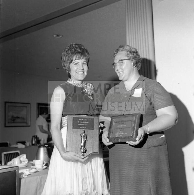 Tempe Centennial Awards showing Sister Mary Valeria and Virginia Hall