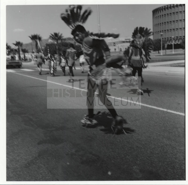 Native American dancers in the Tempe Centennial Parade