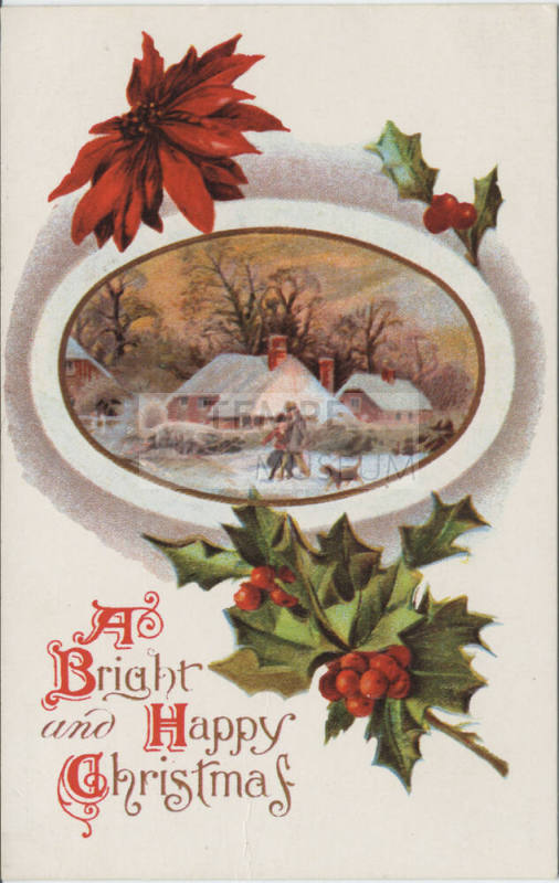 Postcard - "A Bright and Happy Christmas"
