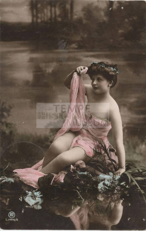 Postcard - Picture of Woman Posed by Water