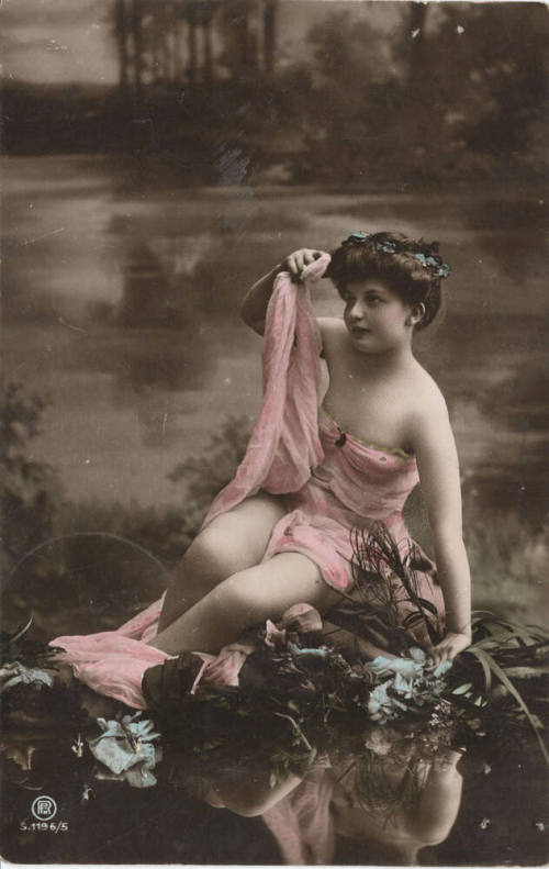 Postcard - Picture of Woman Posed by Water