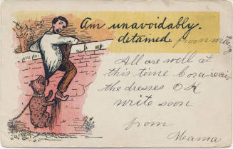 Postcard - "Am Unavoidably Detained"