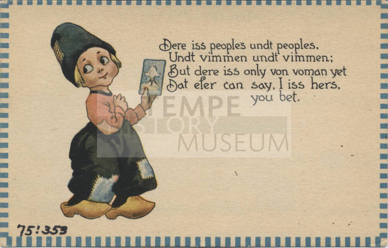 Postcard - "Dere Iss Peoples Undt Peoples"