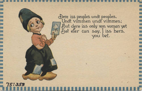 Postcard - "Dere Iss Peoples Undt Peoples"