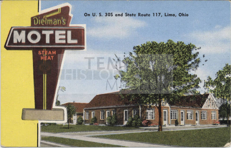 Postcard - Dielman's Motel - Lima, Ohio