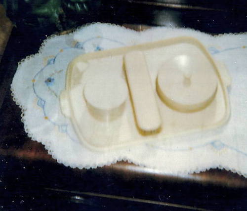 Ivory celluloid dresser Set Tray