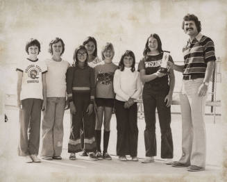 Group Photo of Volleyball Team Champions with Don Powell, Coordinator
