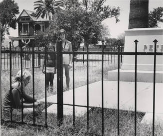 Three Girls Looking at Petersen Headstone