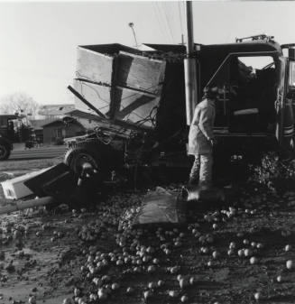 Car-Truck Accident on Priest and Southern, orange squash dumped on to the road