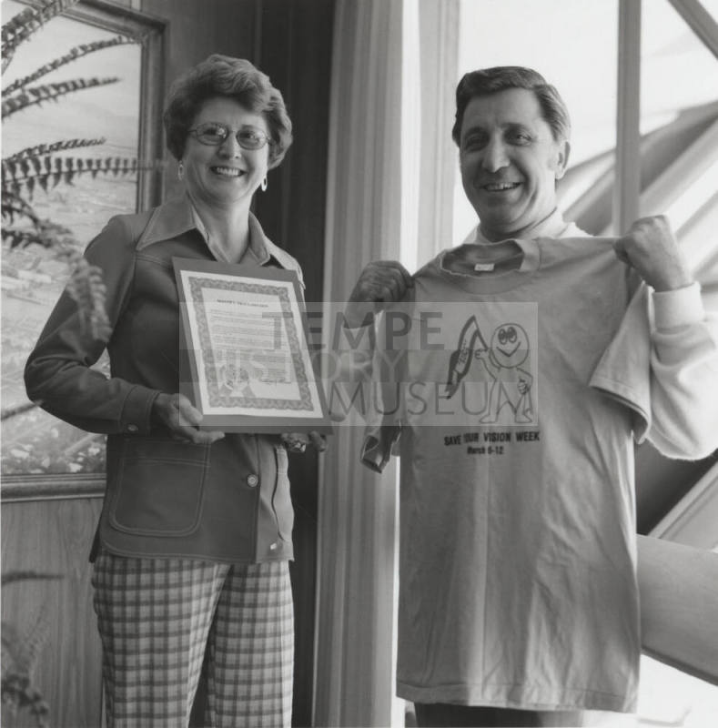 Mrs. Erma Hatton and Tempe Mayor Bill LoPiano Promoting 'Save Your Vision Week'