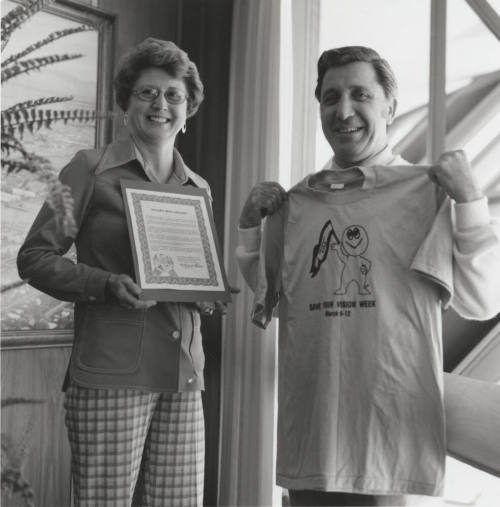 Mrs. Erma Hatton and Tempe Mayor Bill LoPiano Promoting 'Save Your Vision Week'