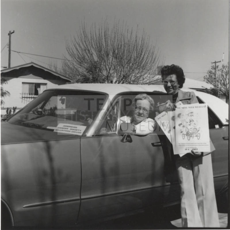 Dorthy Lennon and Ann Dinsmore of transportation and service for the Tempe branch of the American Cancer Society