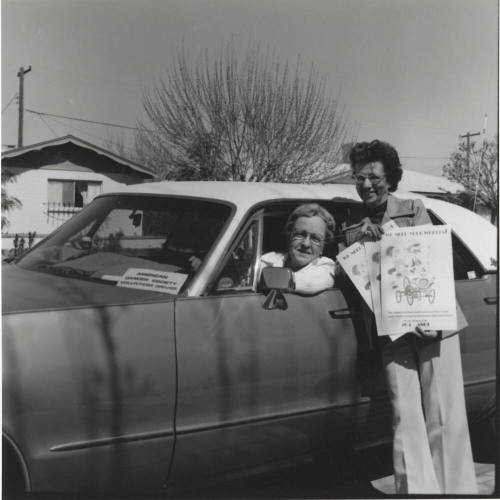 Dorthy Lennon and Ann Dinsmore of transportation and service for the Tempe branch of the American Cancer Society