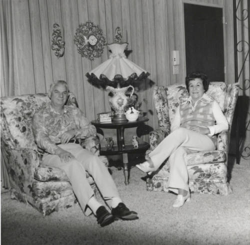 Unidentified Couple Sitting in Two Armchairs