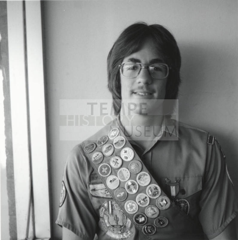 Man standing in Scout Uniform. - May 1977