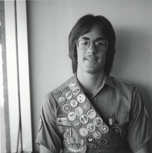 Man standing in Scout Uniform. - May 1977