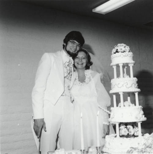 Groom and Bride at wedding. - May 1977