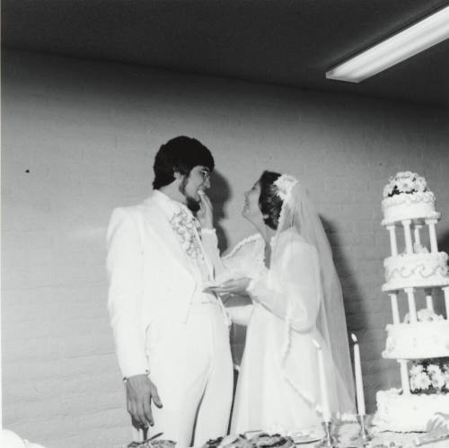 Groom and Bride at wedding. - May 1977