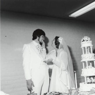 Groom and Bride at wedding. - May 1977