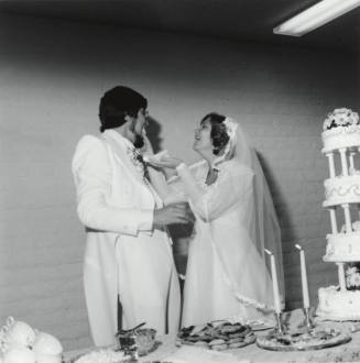 Groom and Bride at wedding. - May 1977