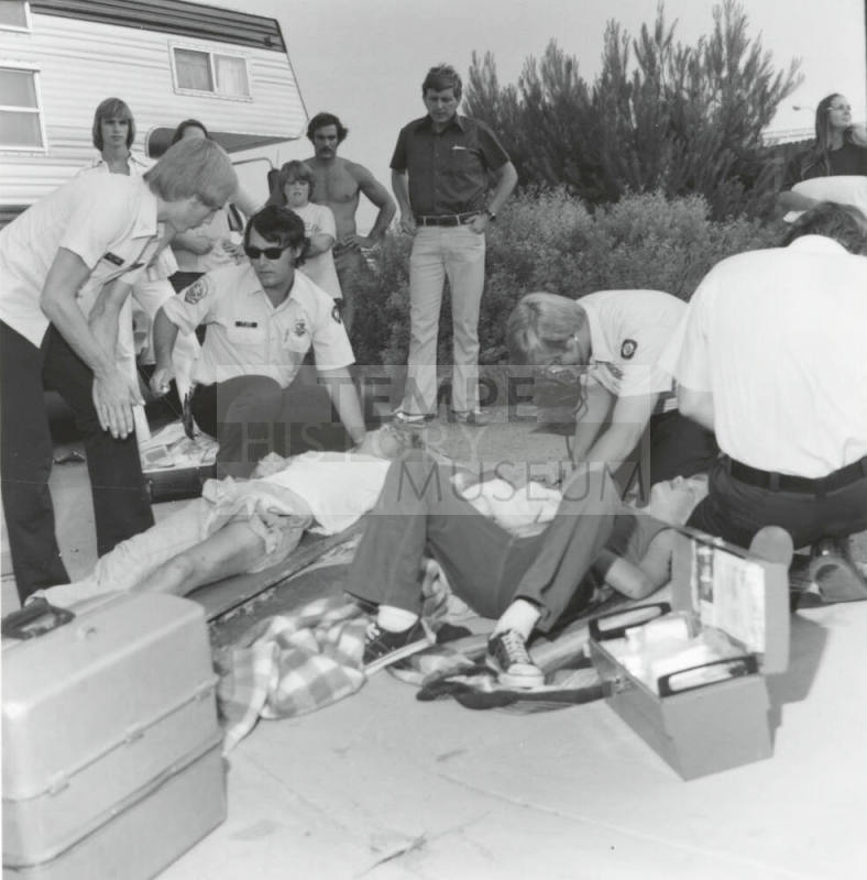 Injured Teenage Brothers are Tended to by Paramedics - June 1977