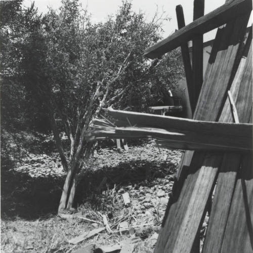 Mangled remnants of a fence(photo 2 of 4)-July 1977
