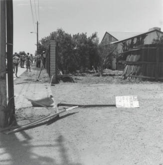 No parking sign plowed down by a car (photo3 of 4)-July 1977.