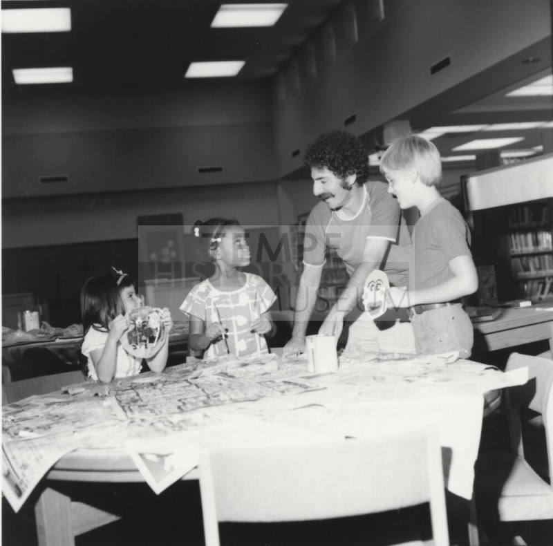 Unidentified Photo of 3 Children & Man - Art Work?