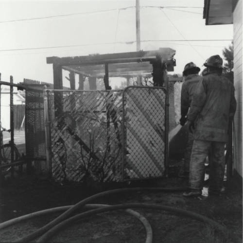 Two Firefighters In Yard