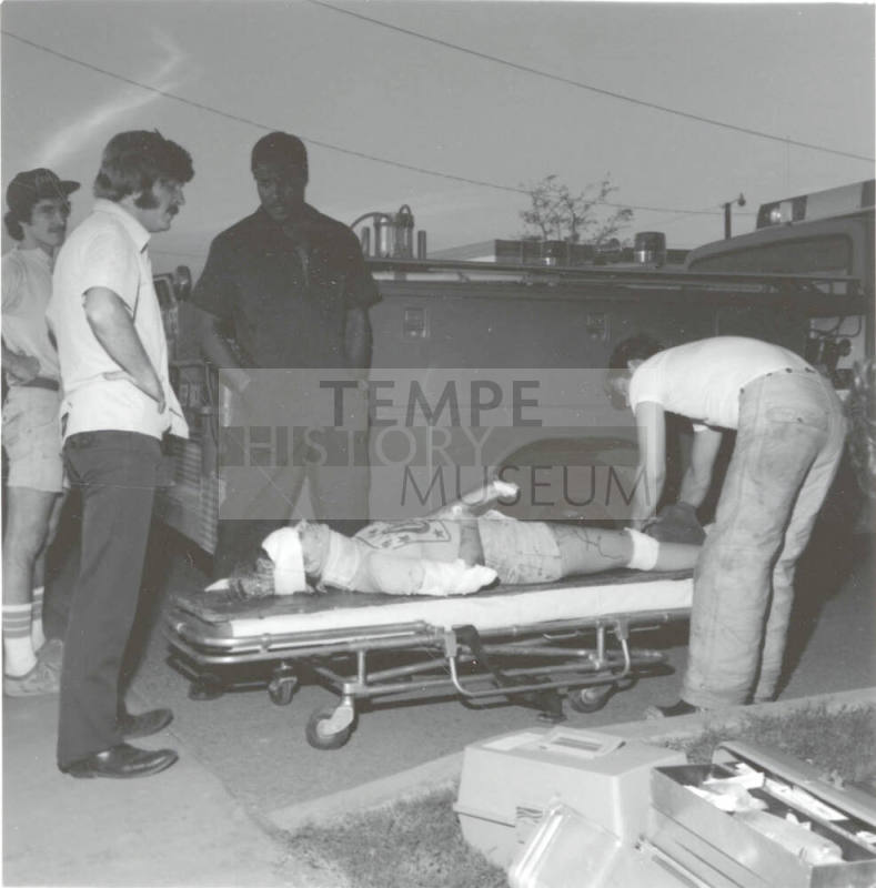 Automobile Accident Victim on a Stretcher - September 1977