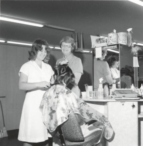 Getting a hair cut. - September 1977