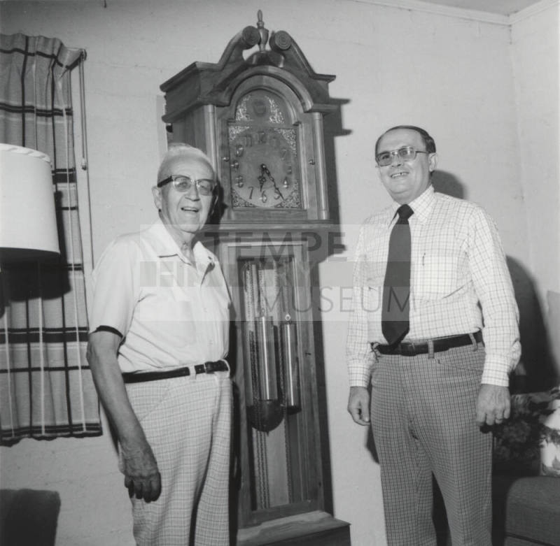 Two Unidentified Men & Grandfather Clock