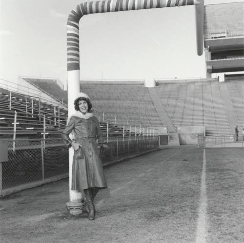 Woman Leans On Goal Post In Sun Devil Stadium