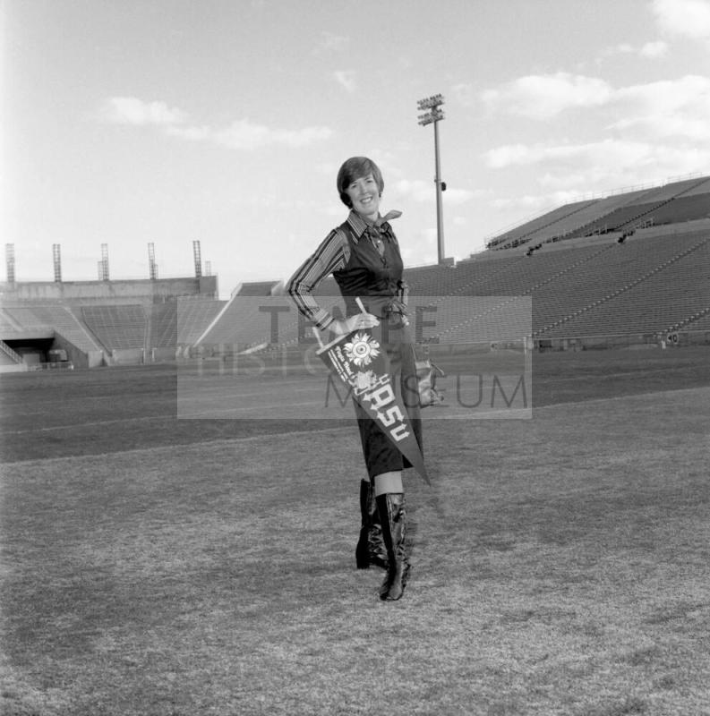 Woman Stands In Sun Devil Stadium Pendant