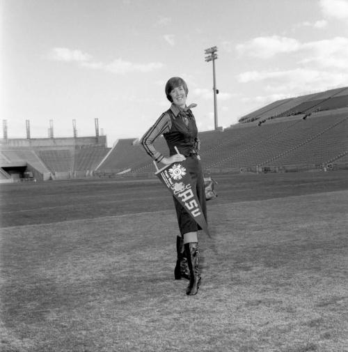 Woman Stands In Sun Devil Stadium Pendant