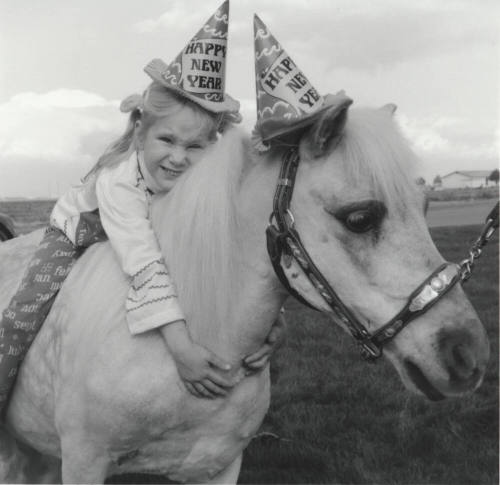 New Year Girl and Pony Close Up