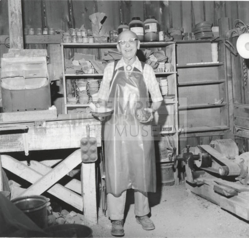 Man in workshop, Jan 1978