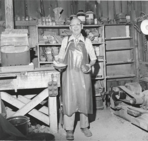 Man in workshop, Jan 1978