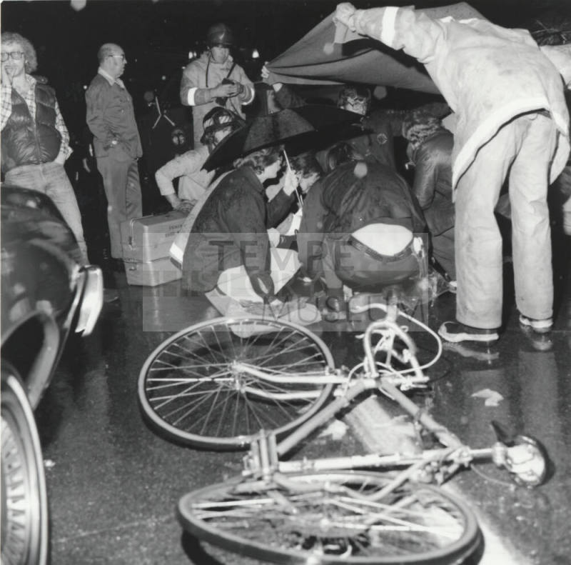 Crowd At Bicycle Accident