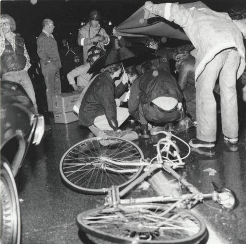 Crowd At Bicycle Accident