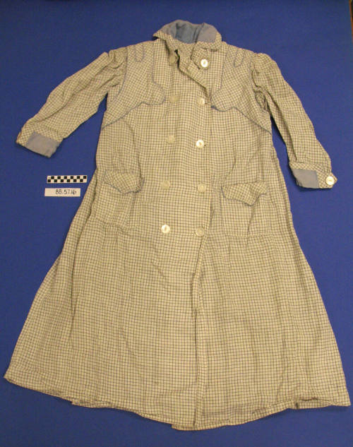 White and blue checkered coat