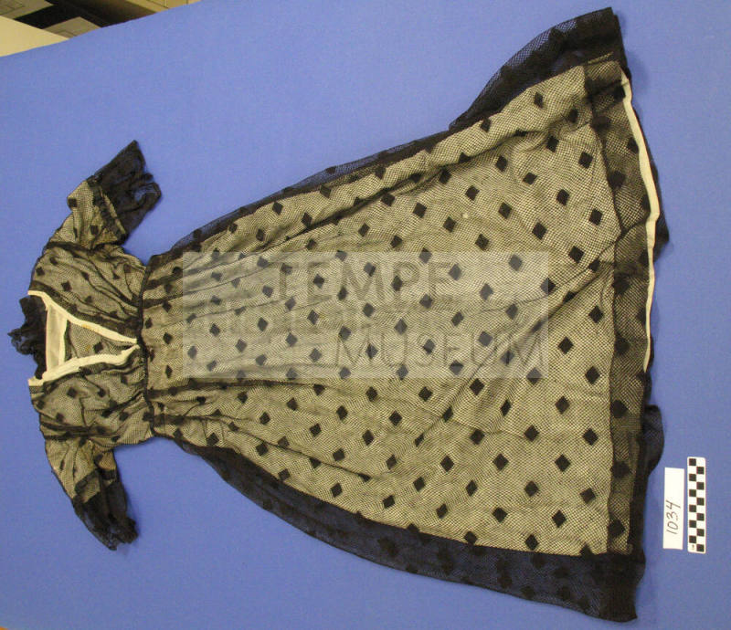 Dress, Black Diamond Net Over Blue Silk
