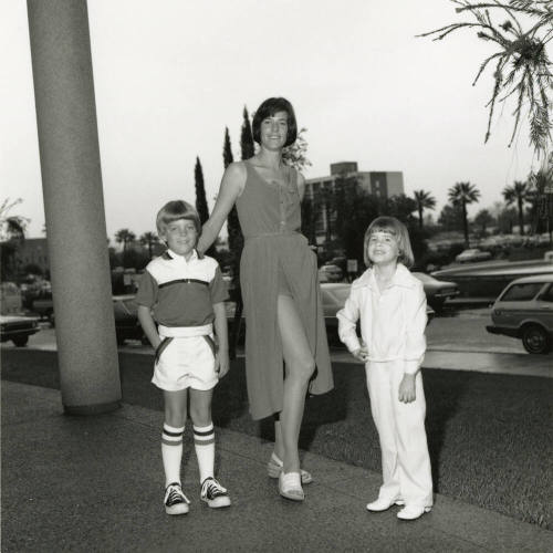 One Woman and Two Children Posing
