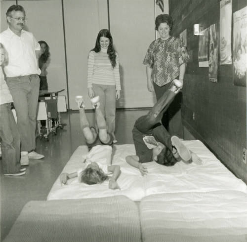 Unidentified People on Tumbling Mats
