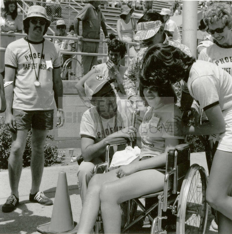 Girl in wheelchair -- May 1978