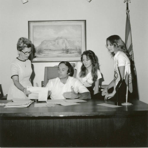 Mayor Mitchell and Three Unidentified Women