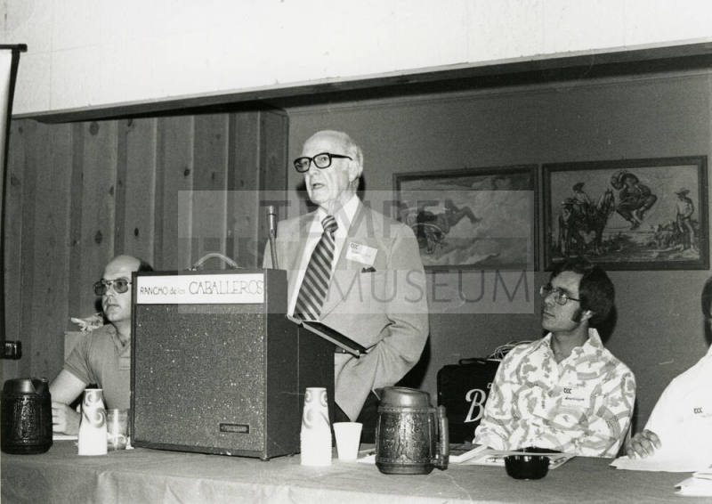 Howard Pyle Speaking at a "Rancho de los Caballeros" Podium