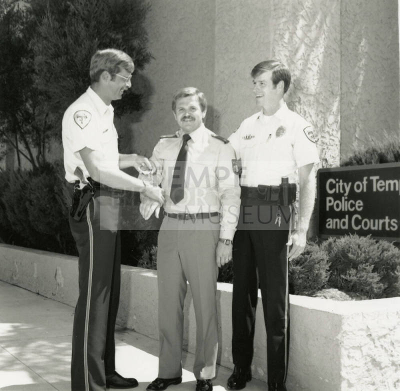 Unidentified Tempe Police Officers with Uniformed Man - August 6, 1984 - (2 of 2)